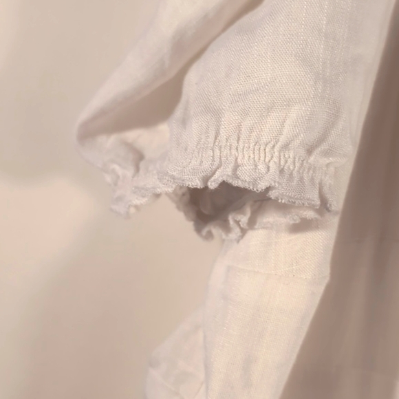 Cottonwood White Linen Sweetheart puff sleeve Dress Size 16 New with tags - Picture 8 of 13